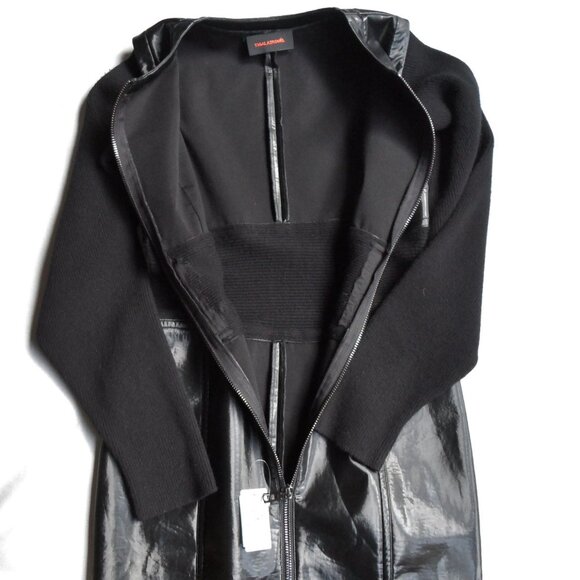 NWT$1050 RUNWAY COLLECTION Yigal Azrouel Knit Long Sleeves Leather Midi Dress 10 - Picture 11 of 16